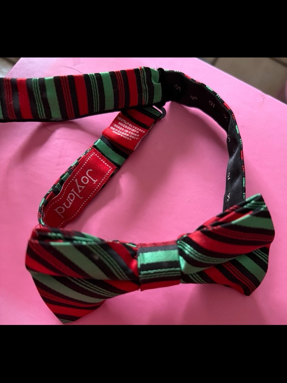 Joyland Red and Green Striped Silk Bow Tie